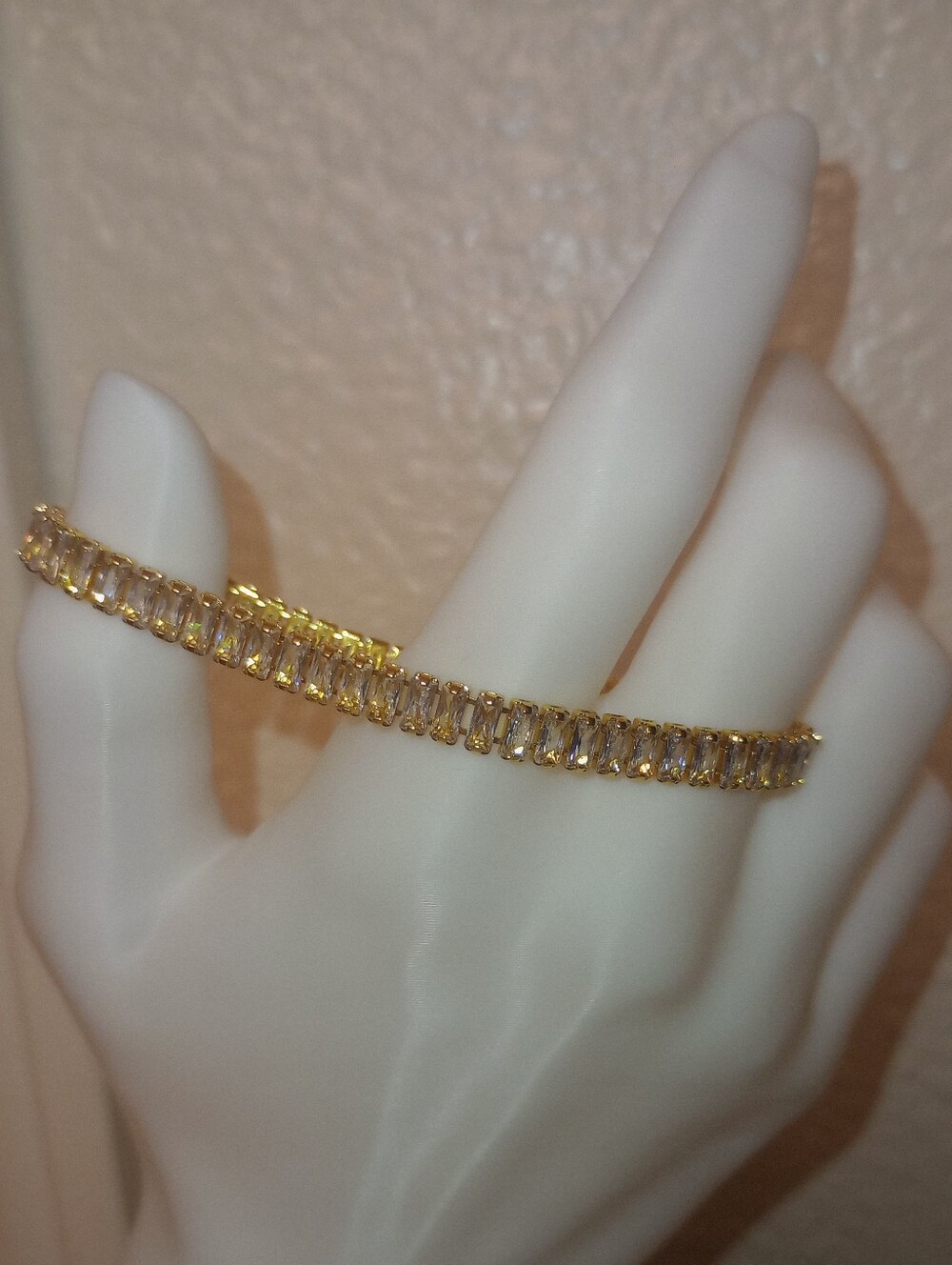 Gold Tone Crystal Tennis Bracelet